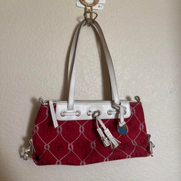 Dooney & Bourke Handbags - Vintage Dooney & Bourke Sailor Nautical Shoulder Baguette Bag Red White